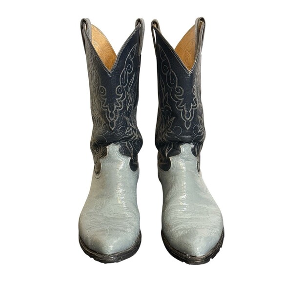 Justin Western 5040 Rare Navy Blue Grey Pointed Toe Men’s - Sz 10 1/2 - Picture 2 of 15